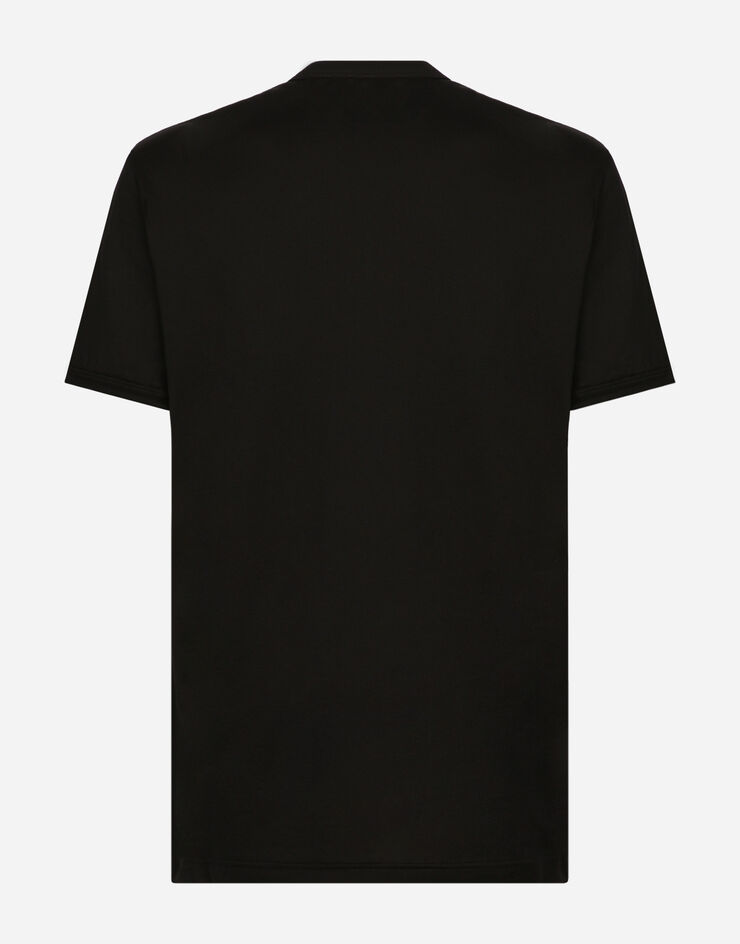 Cotton T-shirt with heraldic DG patch in Black for | Dolce&Gabbana® US