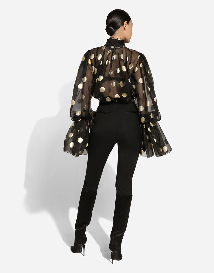 Dolce & Gabbana Silk organza jacquard blouse with polka-dot design and pussy-bow Print F7AI9THS100