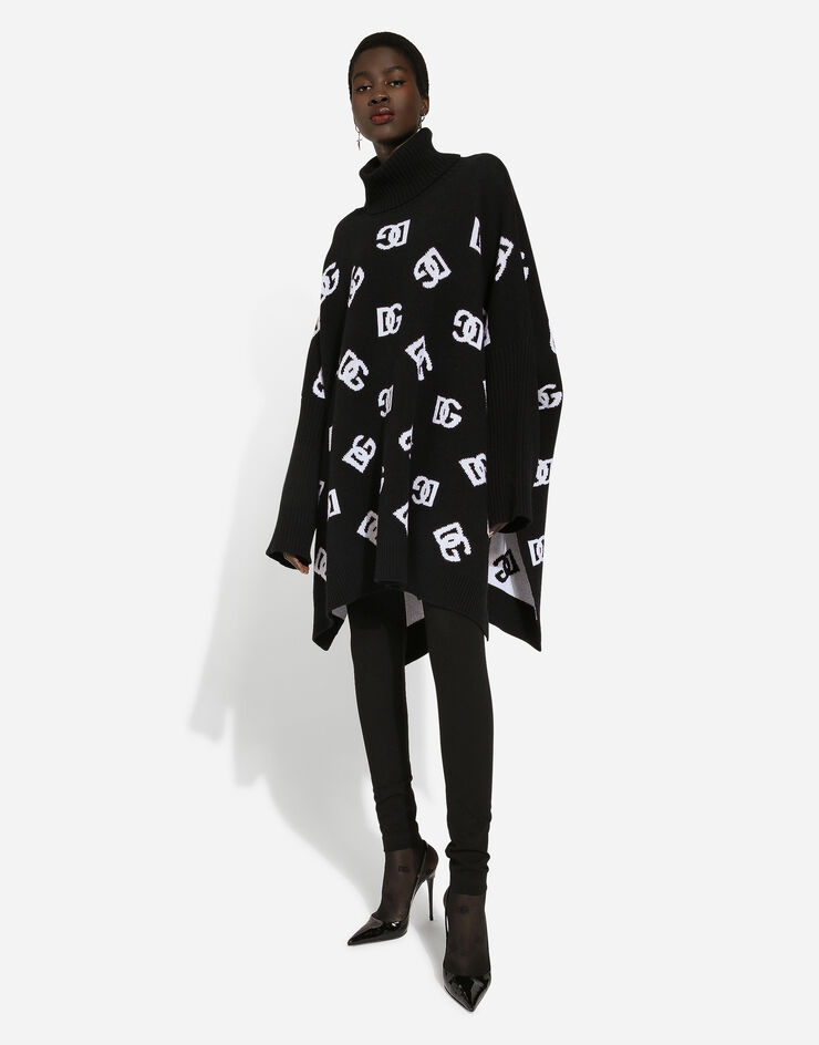 Dolce & Gabbana Wool poncho with jacquard DG logo Print FXV08TJCVS2
