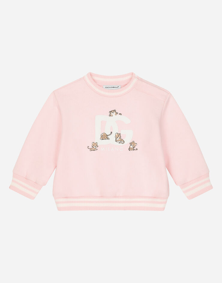 Dolce & Gabbana Sweat-shirt ras de cou en jersey avec logo DG Rose L2JW8KG7N1X