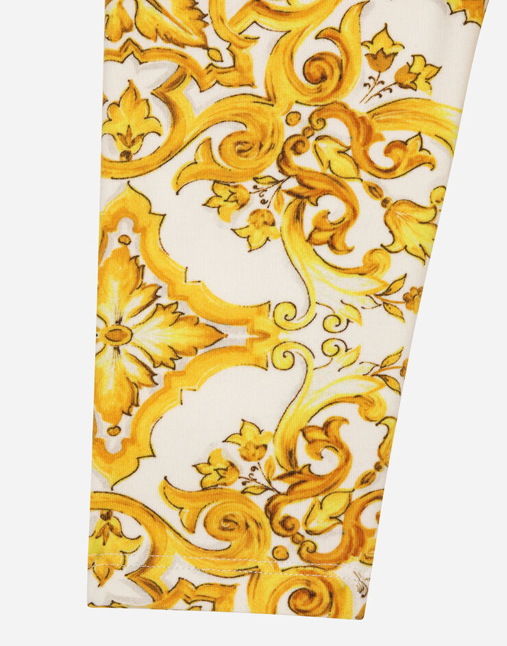 Dolce & Gabbana Leggings aus Interlock mit gelbem Majolika-Print Drucken L2JP5BHPGF4