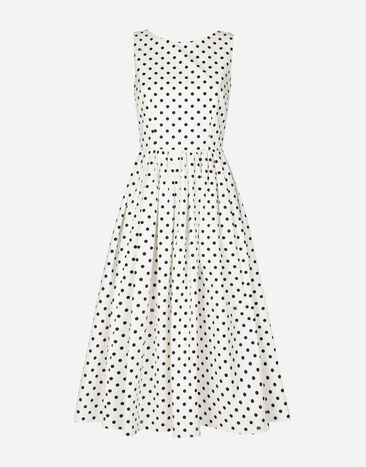 Dolce & Gabbana Cotton calf-length circle dress with polka-dot print Print F6AX5TFSFNR
