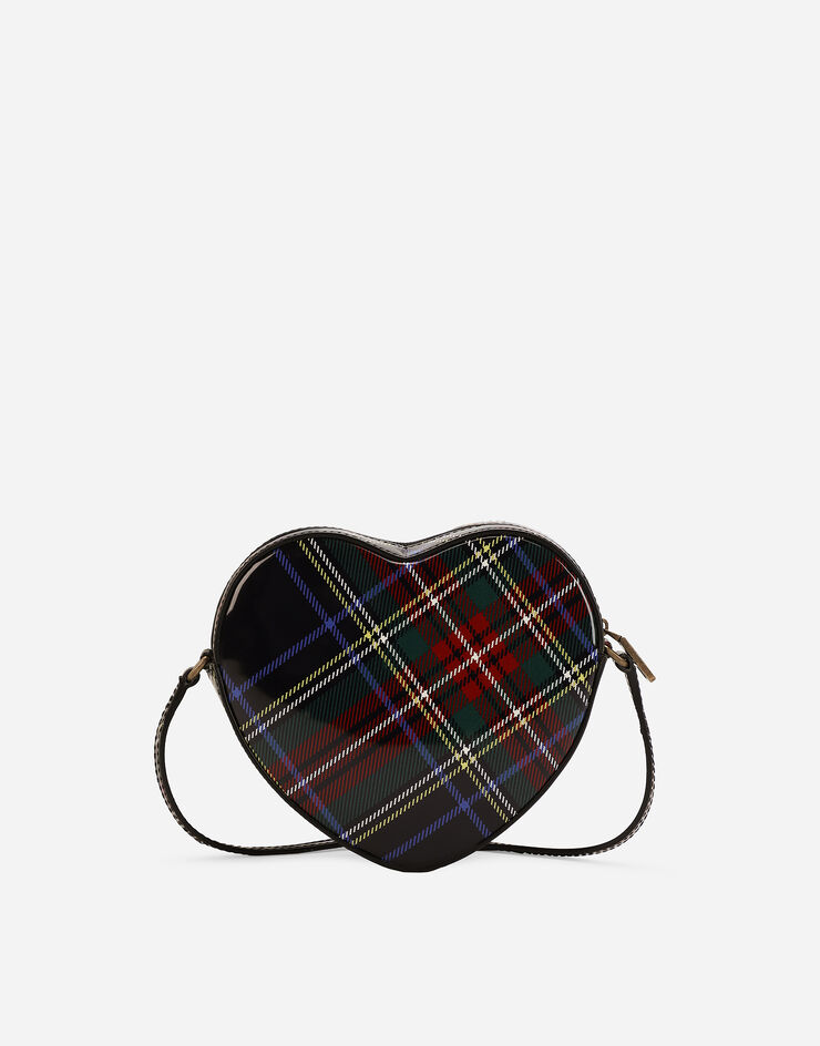 Dolce & Gabbana Tasche DG Girlie Heart aus glänzendem Kalbsleder mit Tartan-Print Mehrfarbig EB0248AI412