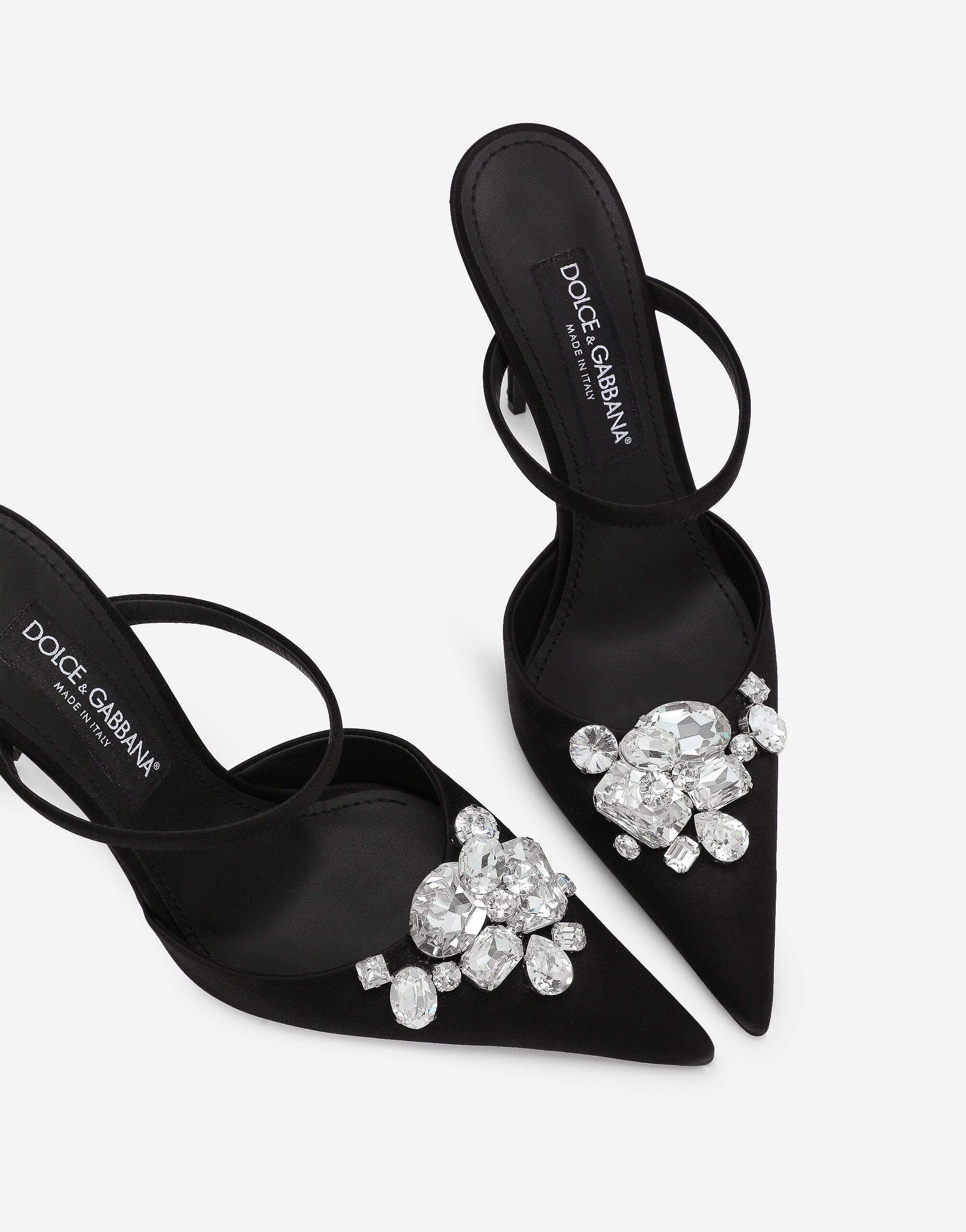 Dolce & Gabbana Satin mules with embroidery female Black