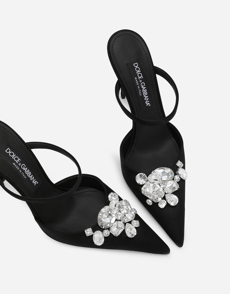 Satin mules with embroidery in Black for | Dolce&Gabbana® US