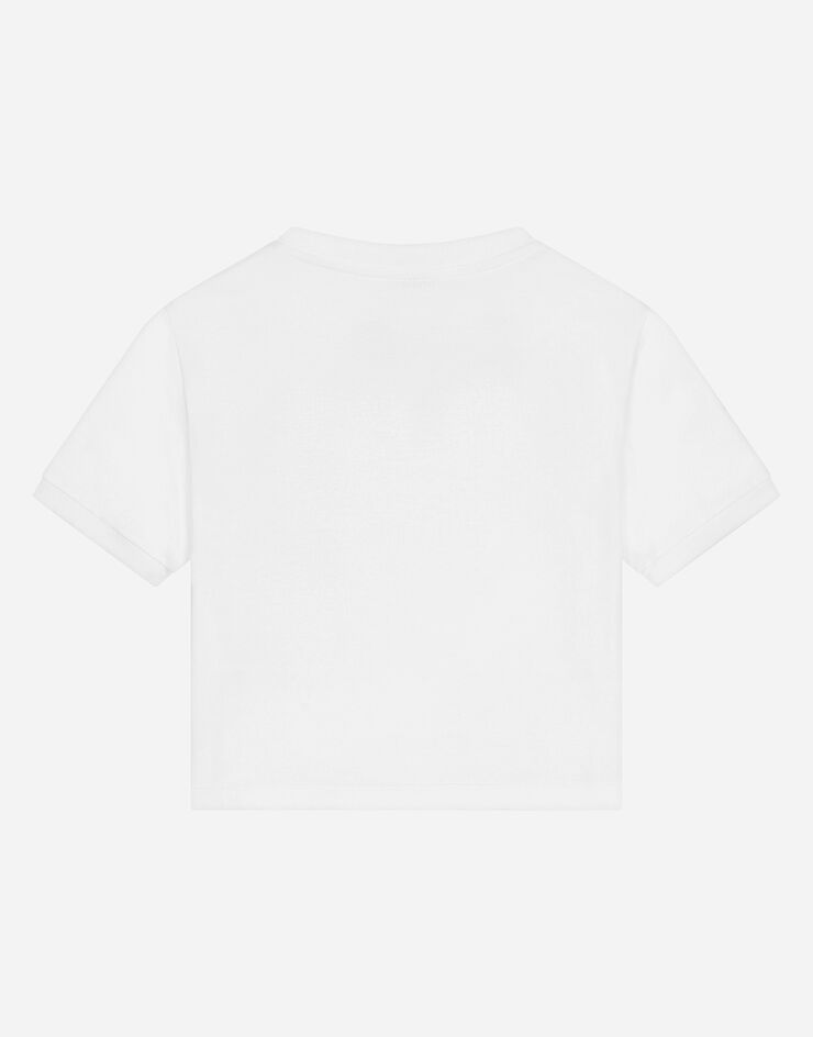 Dolce&Gabbana DG 徽标平纹针织短袖 T 恤 白 L5JTLKG7K5O