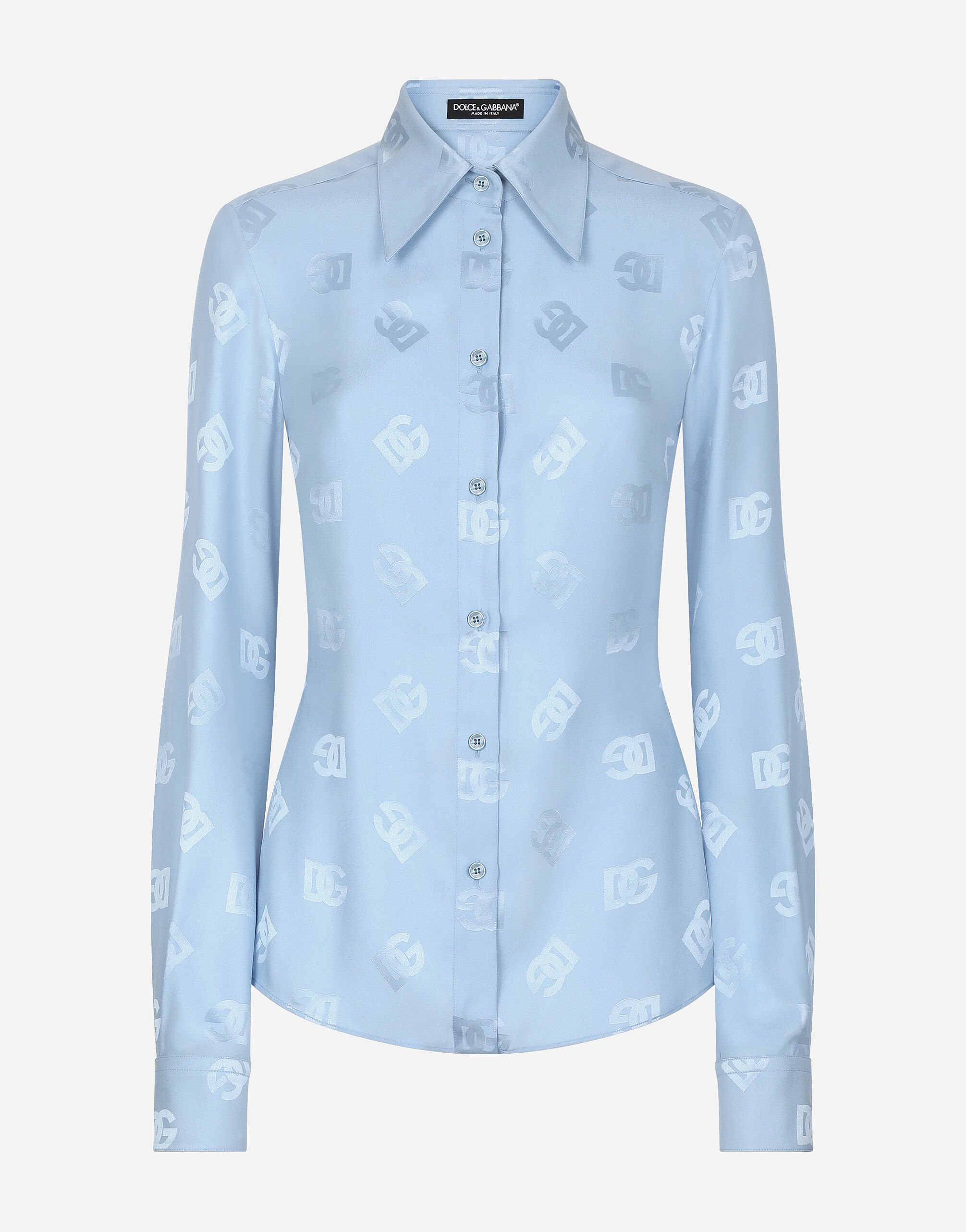 ${brand} Camicia in seta jacquard logo DG allover ${colorDescription} ${masterID}