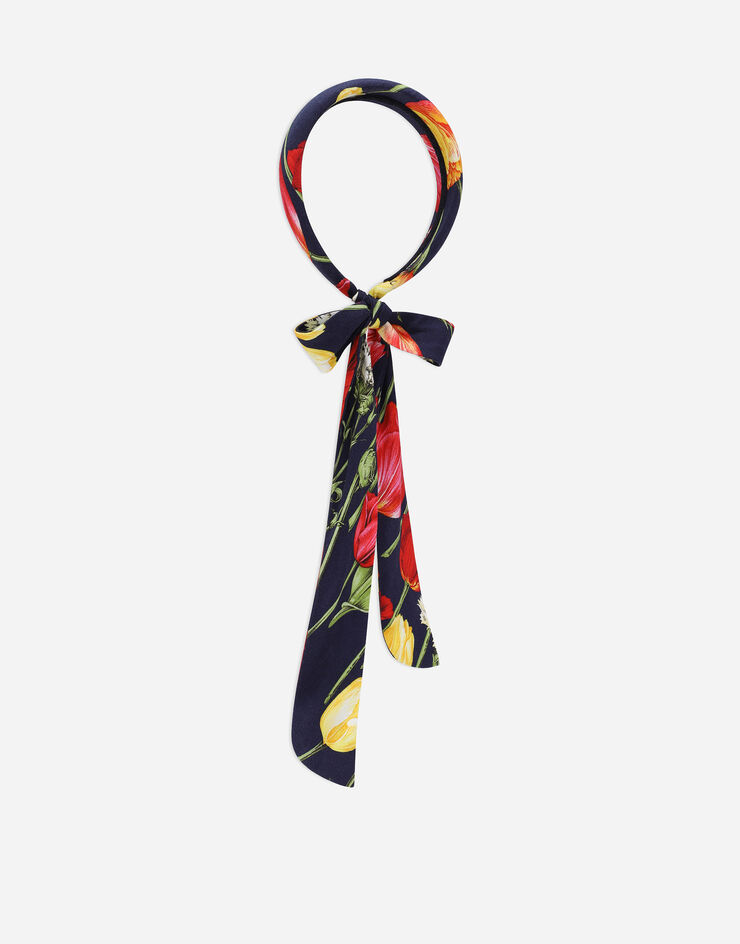 Dolce & Gabbana Viyella hairband with bow and tulip print Print LB3L63FS8C9