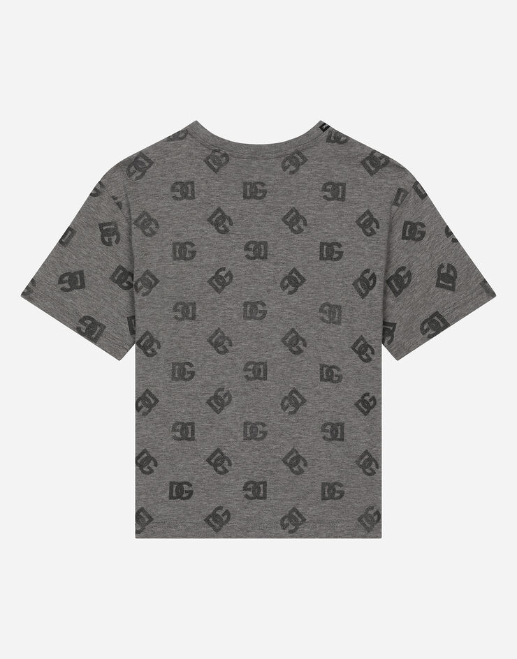 Dolce & Gabbana Camiseta de punto con estampado de logotipo DG Gris L4JTHVG7N2B