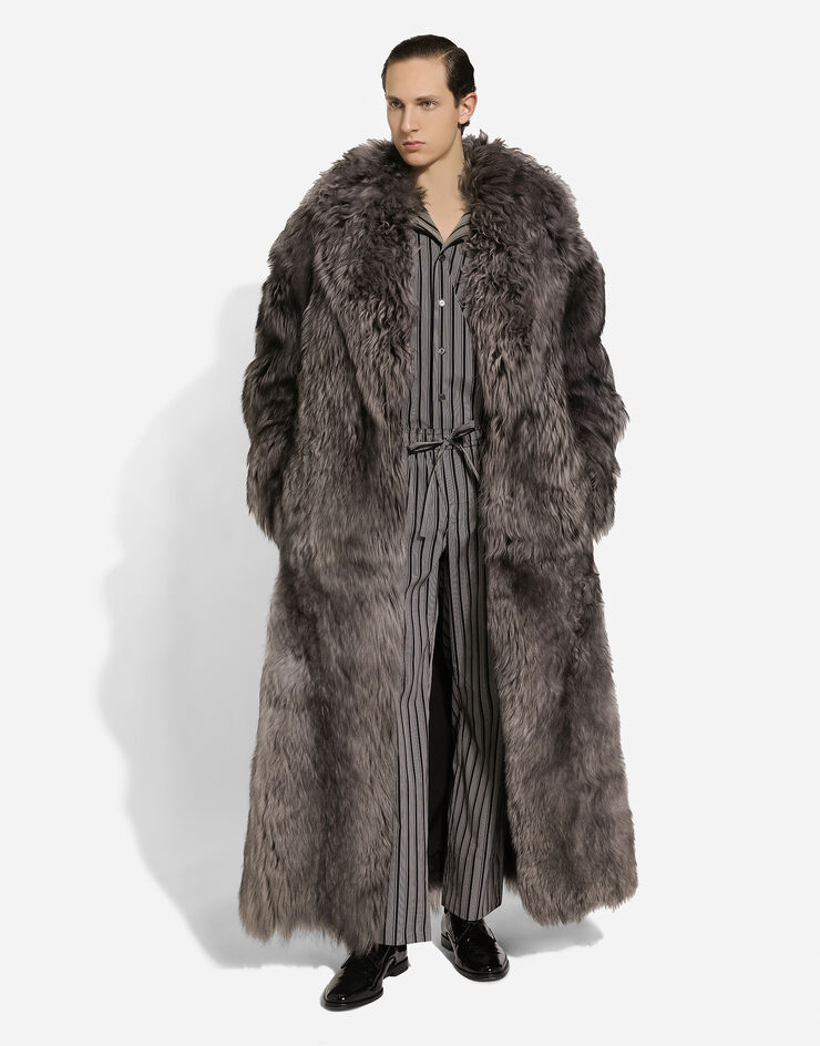 Dolce & Gabbana Long-haired shearling coat Grey G049VLFUP88