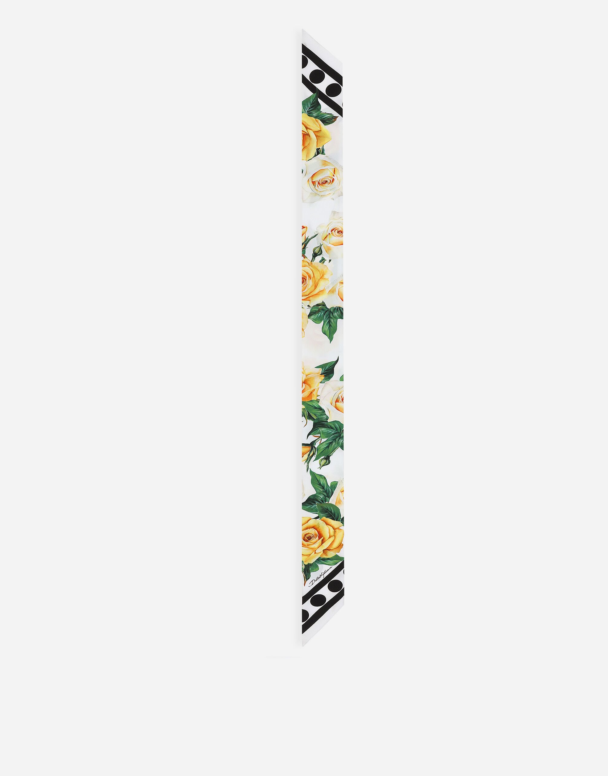 ${brand} Twill headscarf with yellow rose print ${colorDescription} ${masterID}