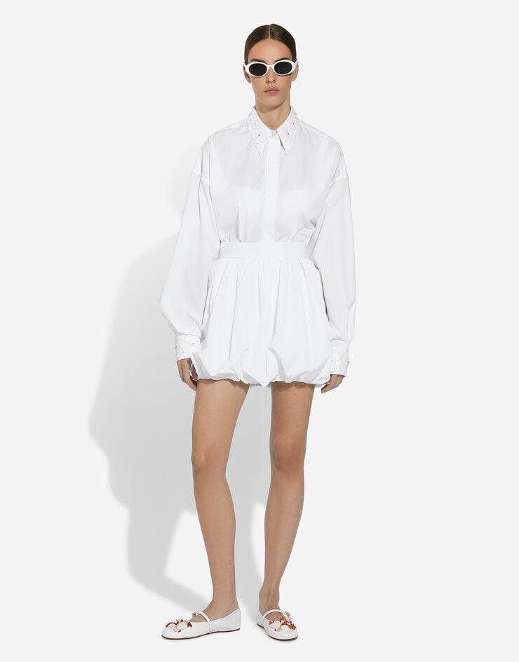 Dolce & Gabbana Falda globo corta de algodón Blanco F4CWETFU61C