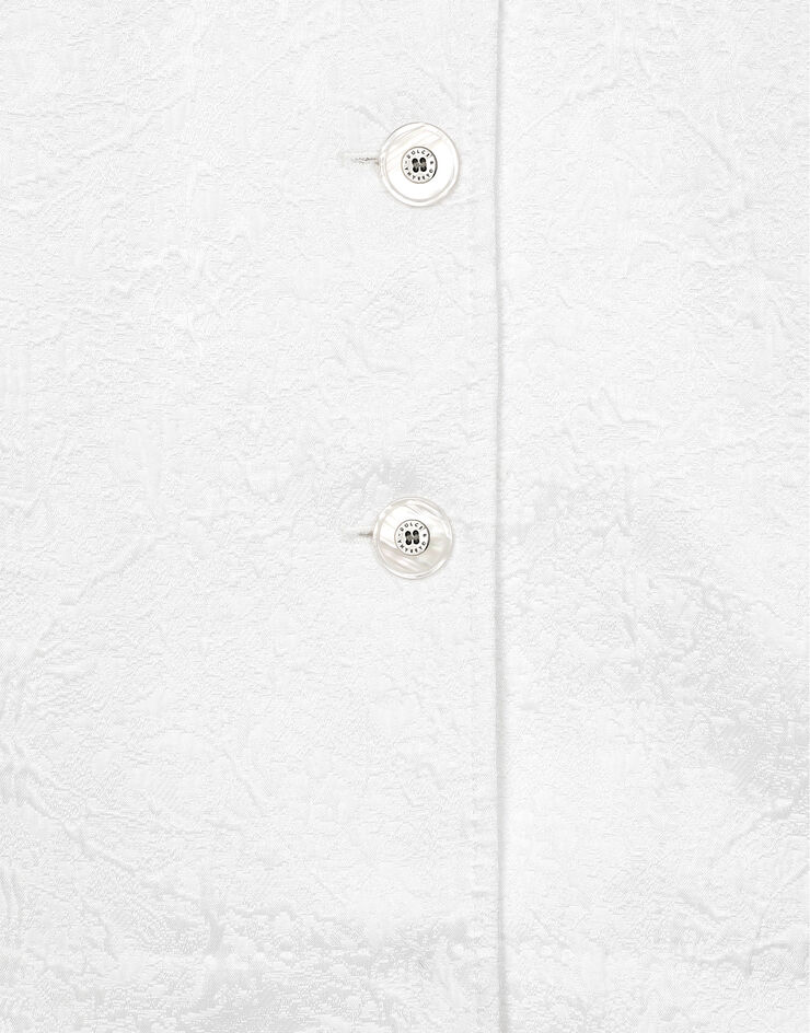 Dolce & Gabbana Cappotto corto monopetto in broccato Bianco F0E1XTFJTBV