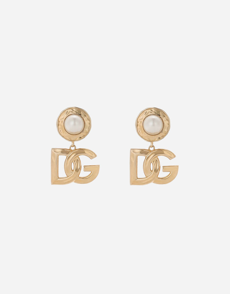 Dolce & Gabbana Drop earrings with cabochon details and DG logo Gold WEQ6L2W1111