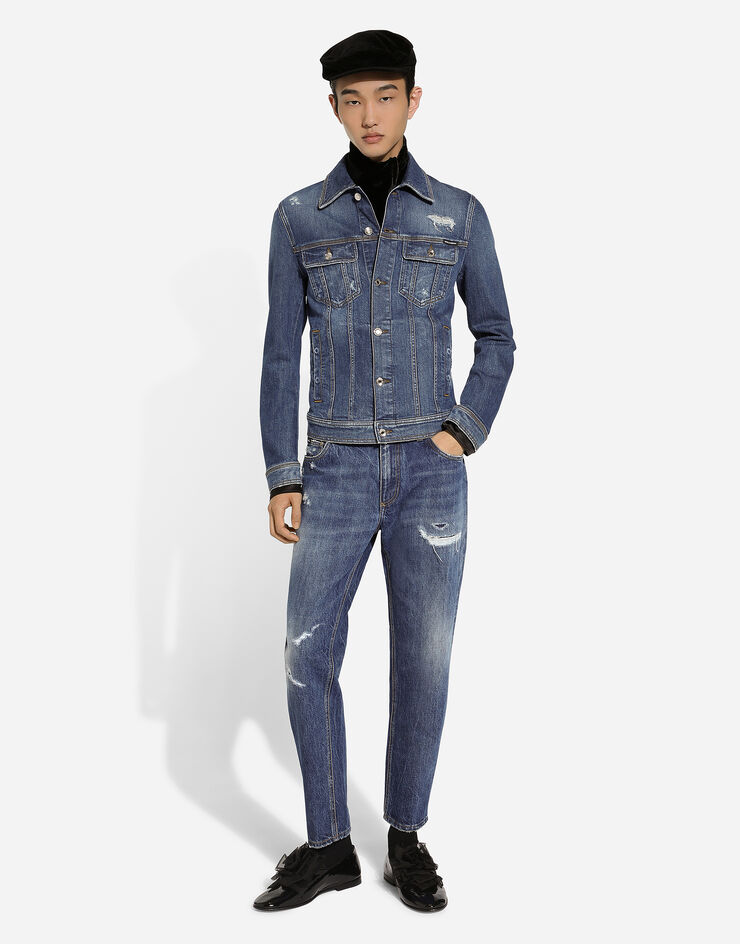 Dolce & Gabbana Jean loose en denim stretch Multicolore GYJDAZG8KE9