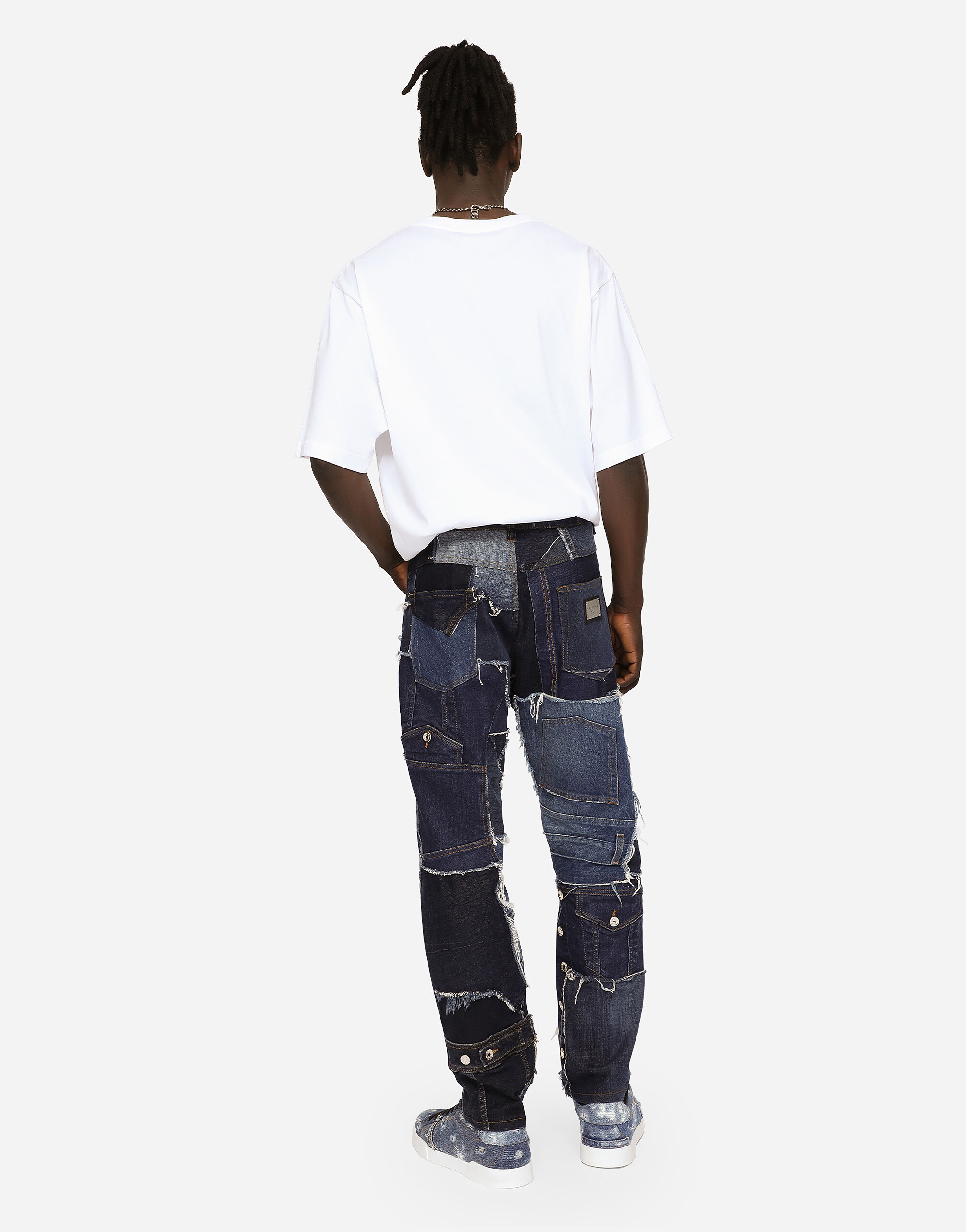 Loose stretch patchwork denim jeans in Multicolor for 