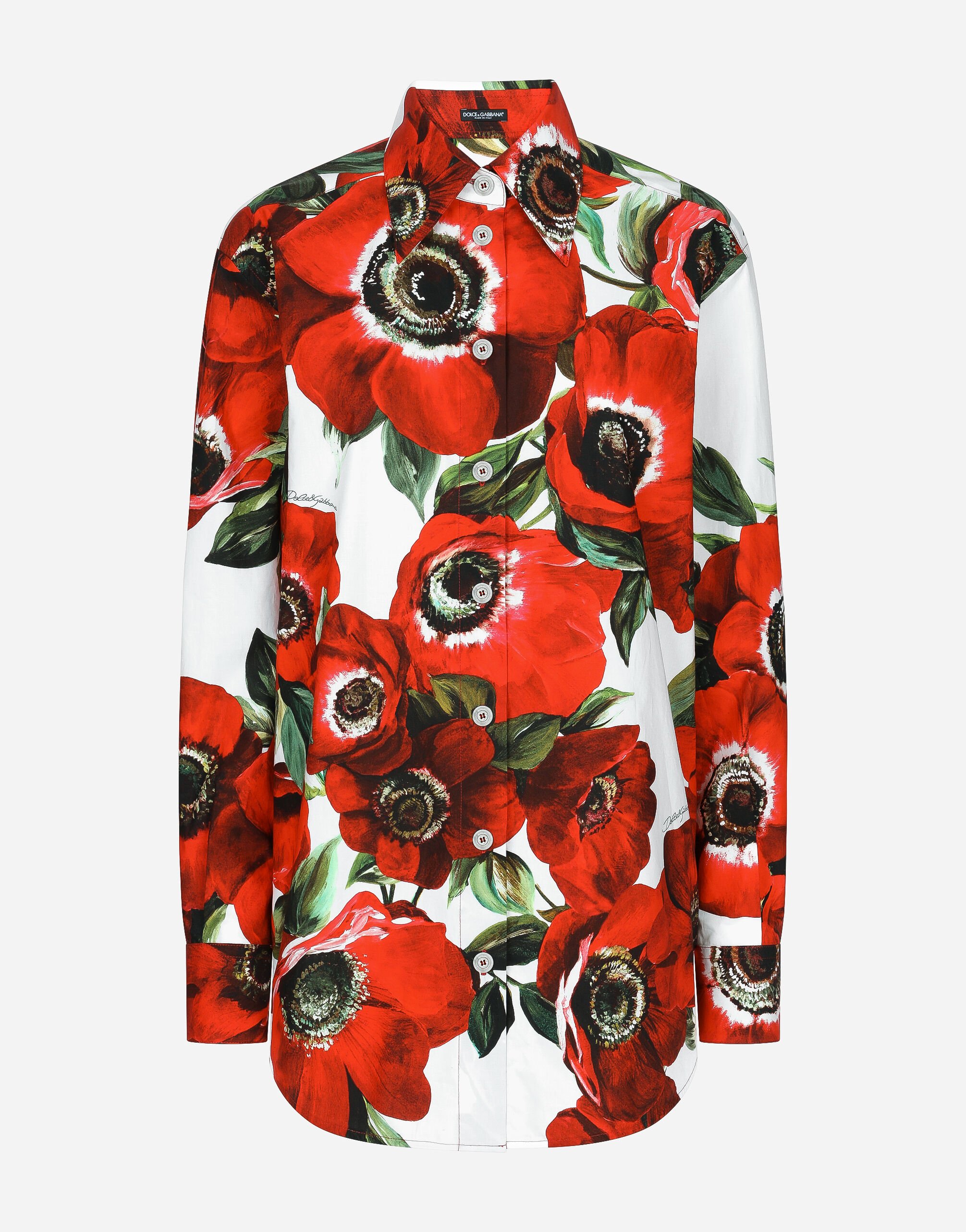 Dolce & Gabbana Cotton shirt with anemone print Print F6GAZTHS5Q0