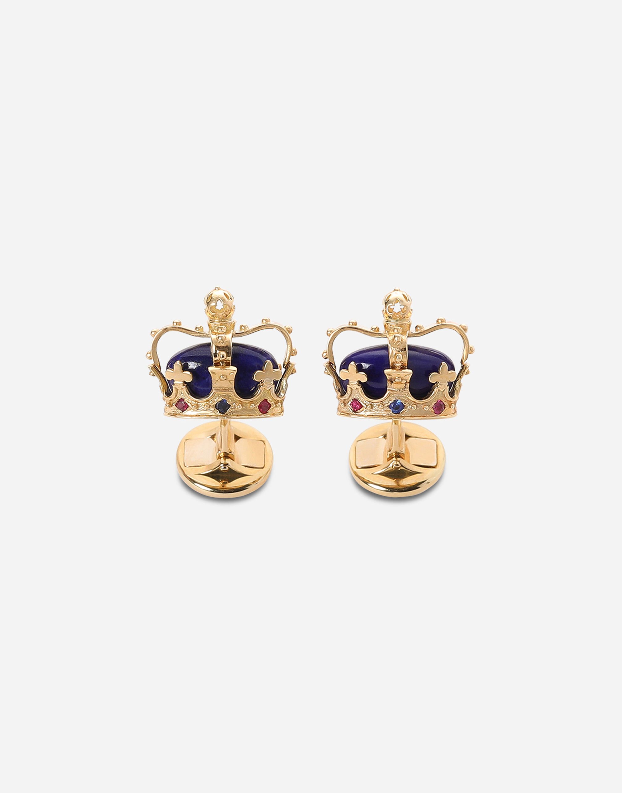 Dolce & Gabbana Boutons de manchette Crown en or jaune avec lapis-lazuli Doré WRLK1GWJAS1