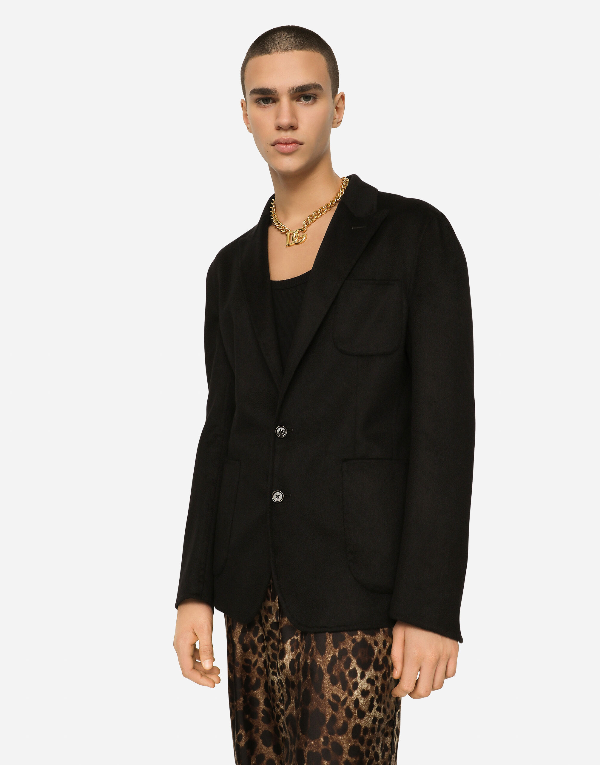 Double deconstructed cashmere jacket in BLACK for | Dolce&Gabbana® US