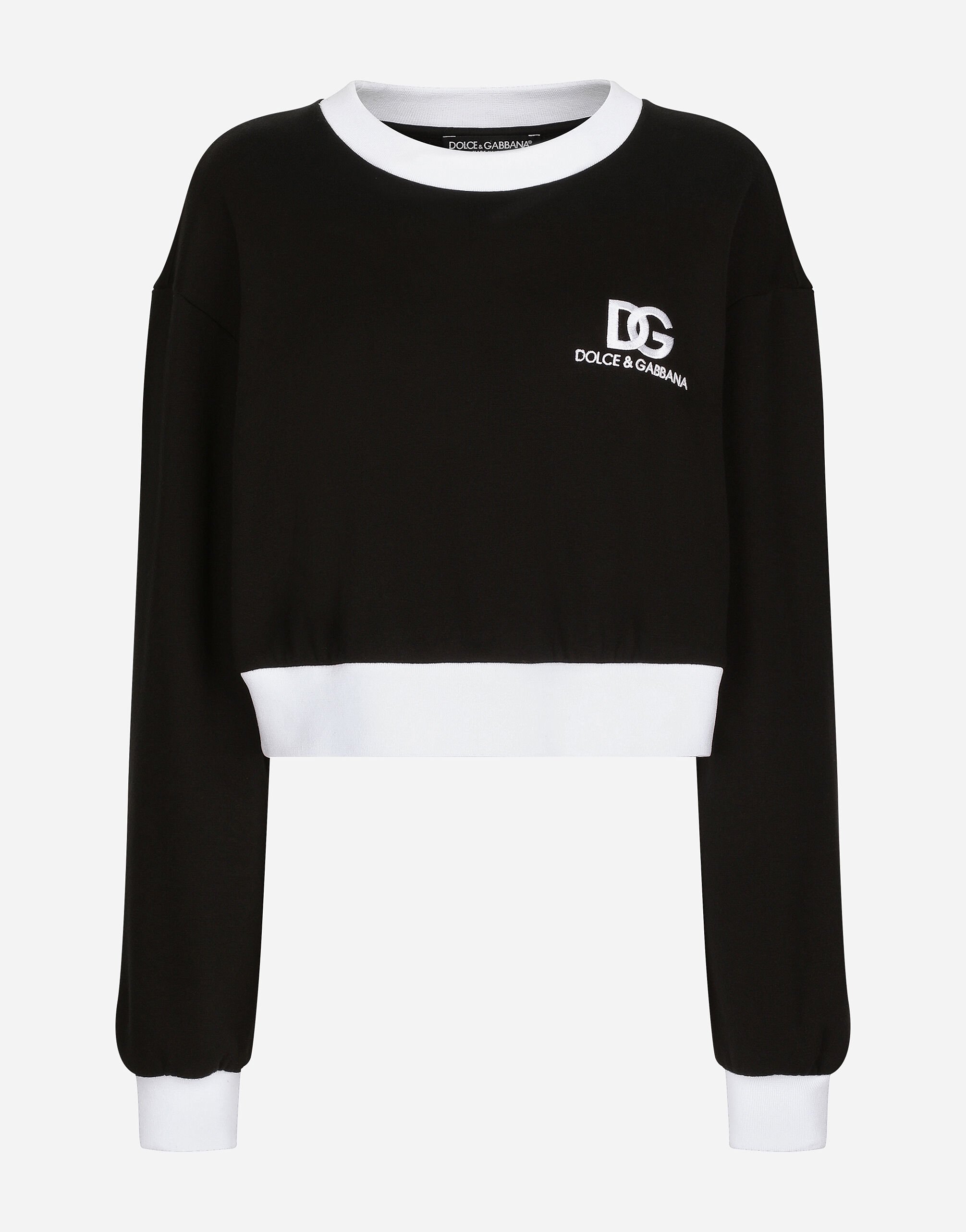 Dolce & Gabbana Sweatshirt aus Jersey mit DG-Logostickerei Weiss F8V06TGDCK6
