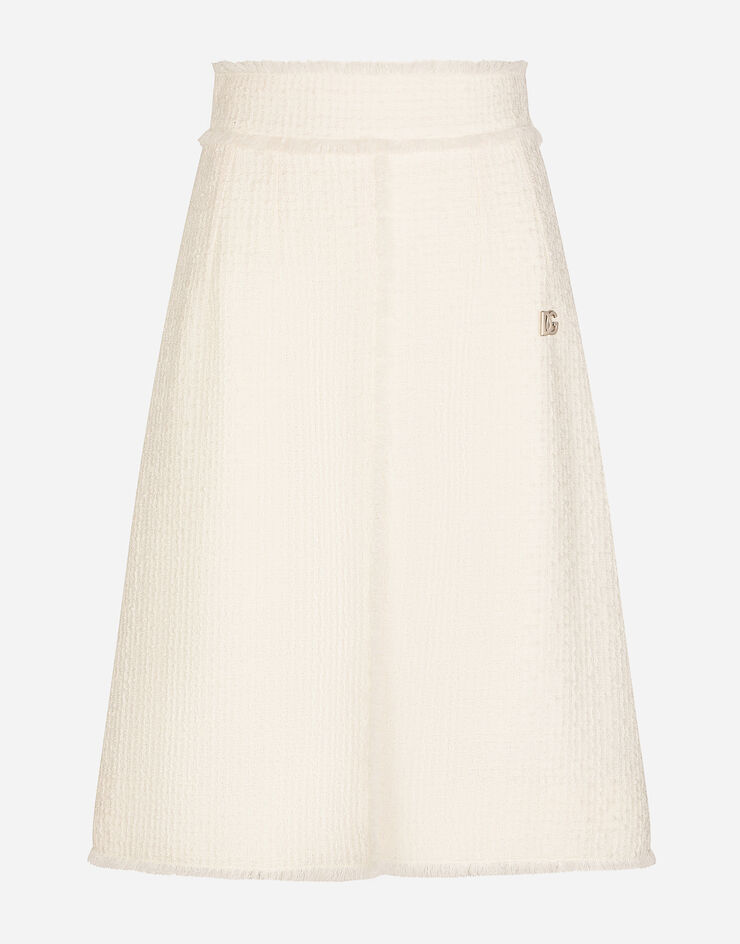 Raschel tweed midi skirt with White slit US central for Dolce&Gabbana® | in