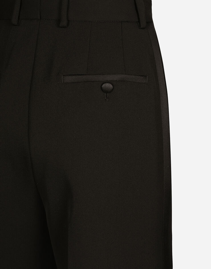 Dolce & Gabbana Pantaloni tuxedo in gabardina di lana Nero FTC8ZTFU21E