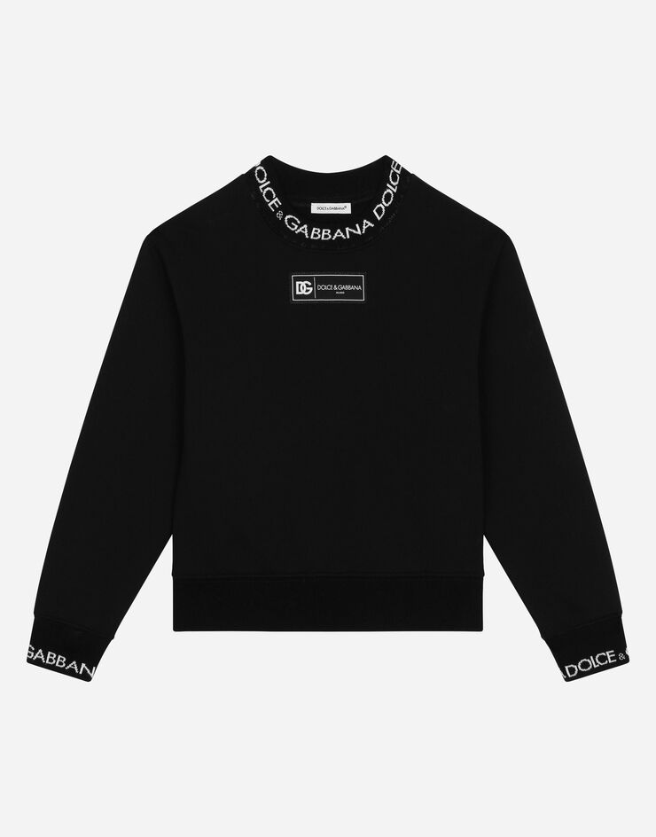 Dolce & Gabbana Felpa in jersey con etichetta logata Nero L4JWHZG7M4G