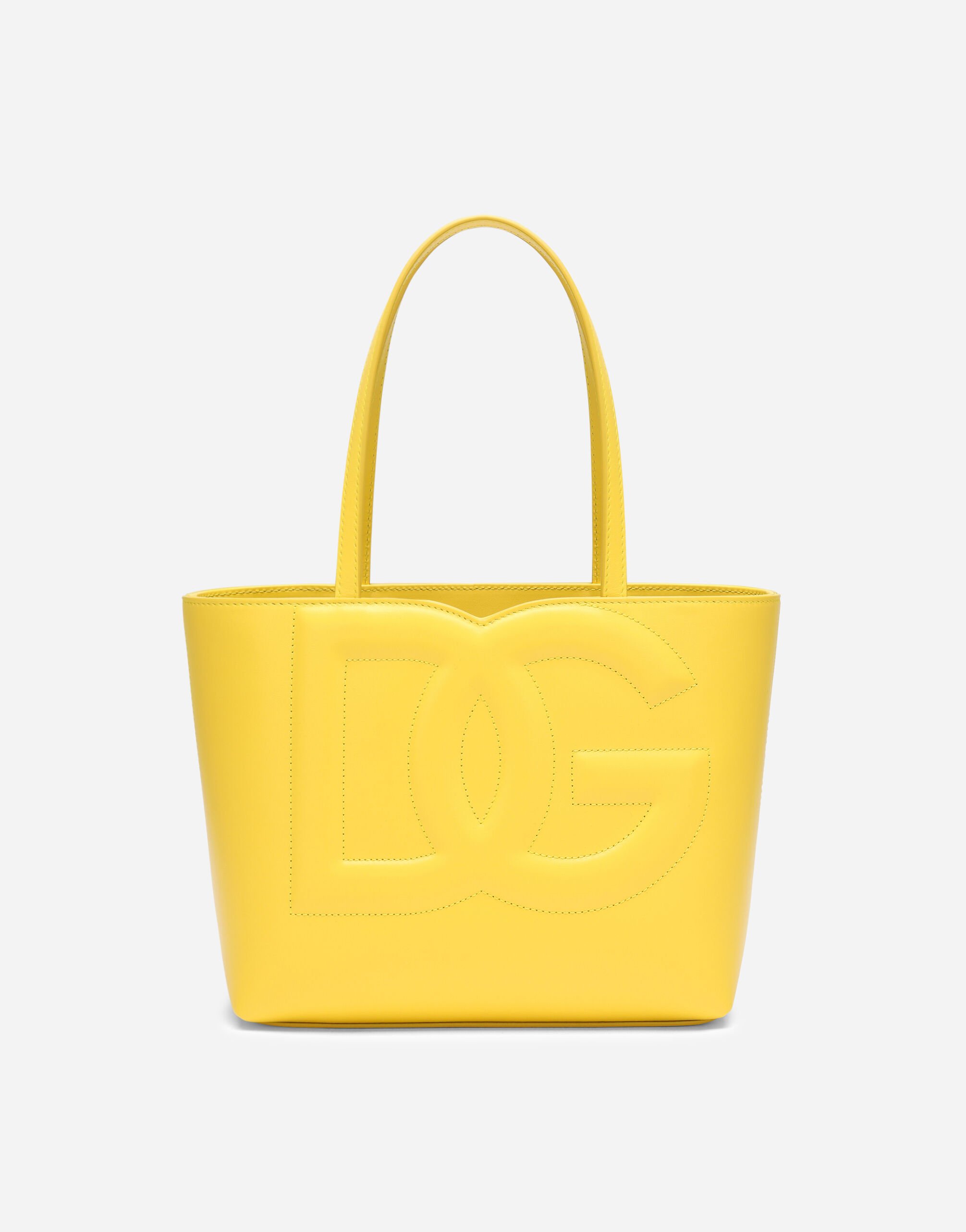 Dolce & Gabbana حقيبة تسوق صغيرة من جلد عجل بشعار DG متعدد الألوان BB2274AP026