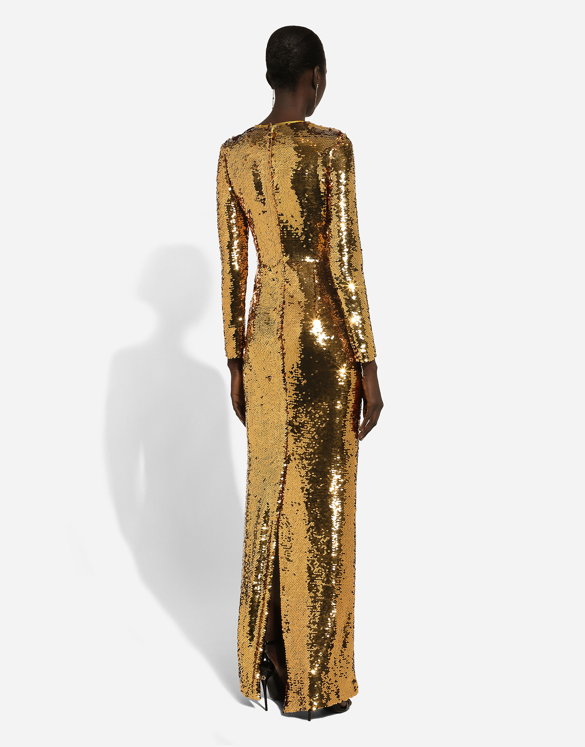 Dolce & Gabbana Long sequined mermaid dress female Gold