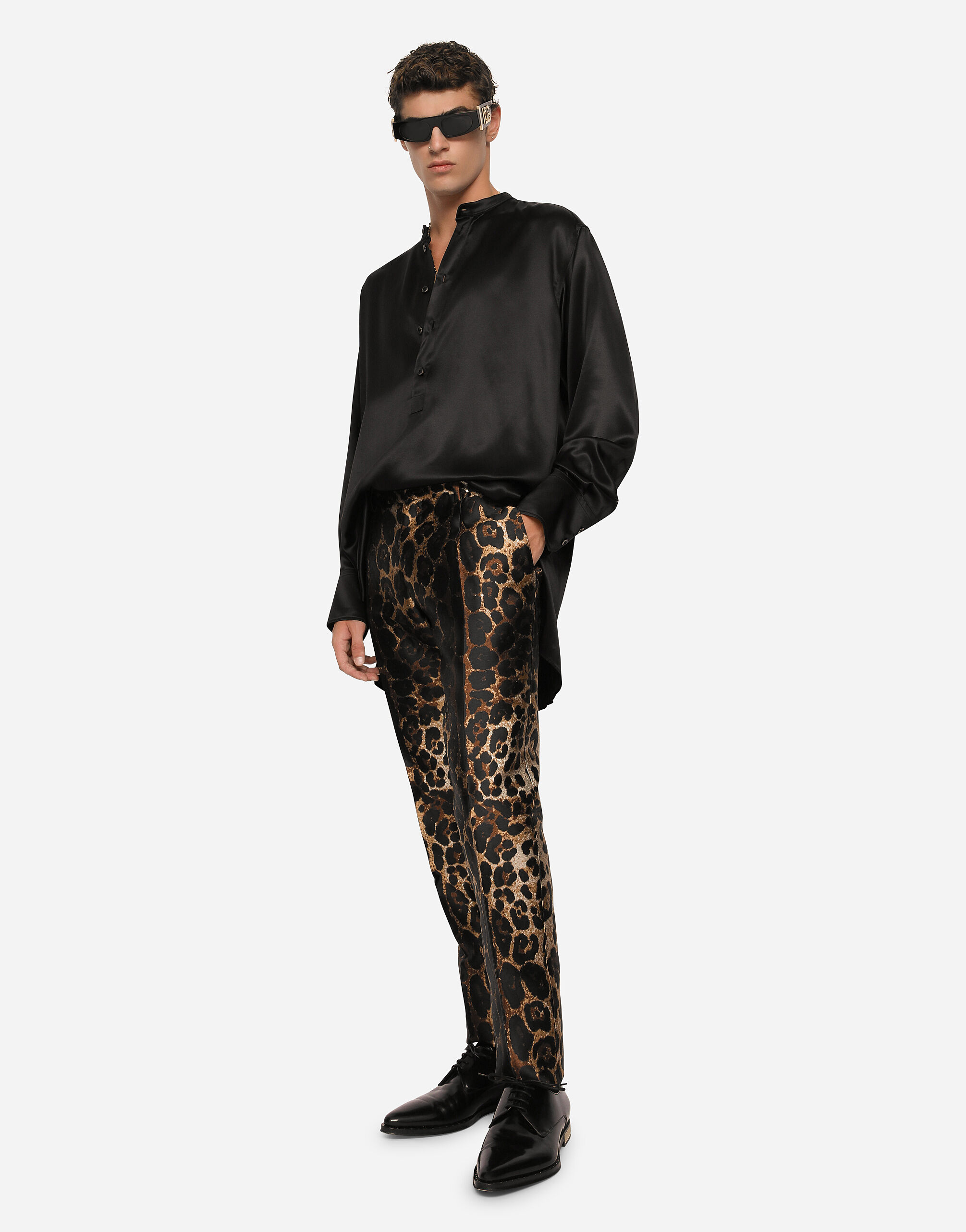 Jacquard pants with leopard design in Animal Print for
