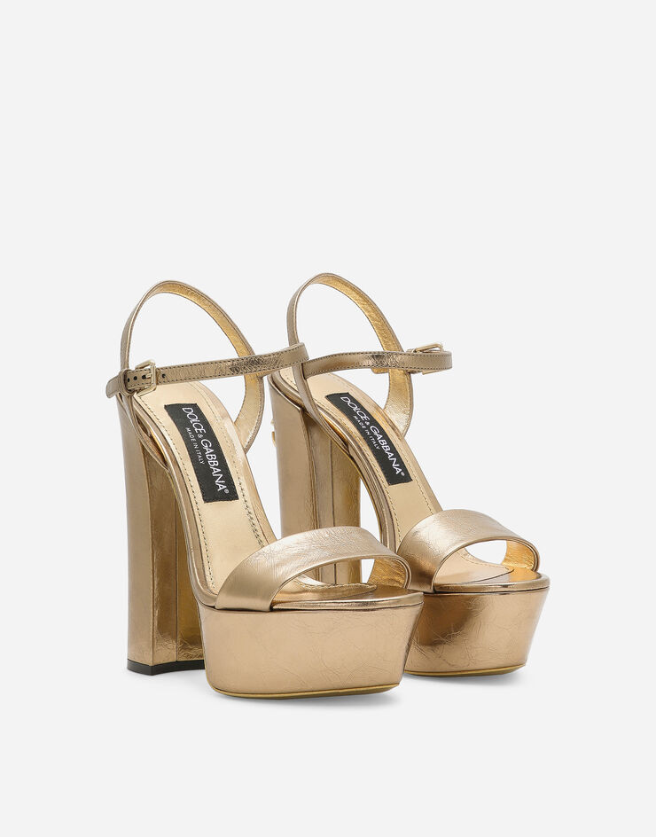 Foiled craquelé calfskin platform sandals in Gold for | Dolce&Gabbana® US