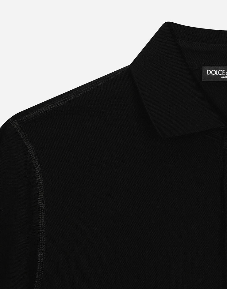 Dolce & Gabbana Cotton polo-shirt with DG logo embroidery Black G8PL4ZG7NYY