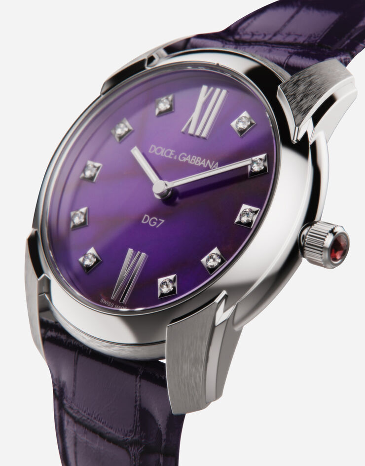 Dolce & Gabbana DG7 watch in steel with sugilite and diamonds 紫 WWFE2SXSFSA