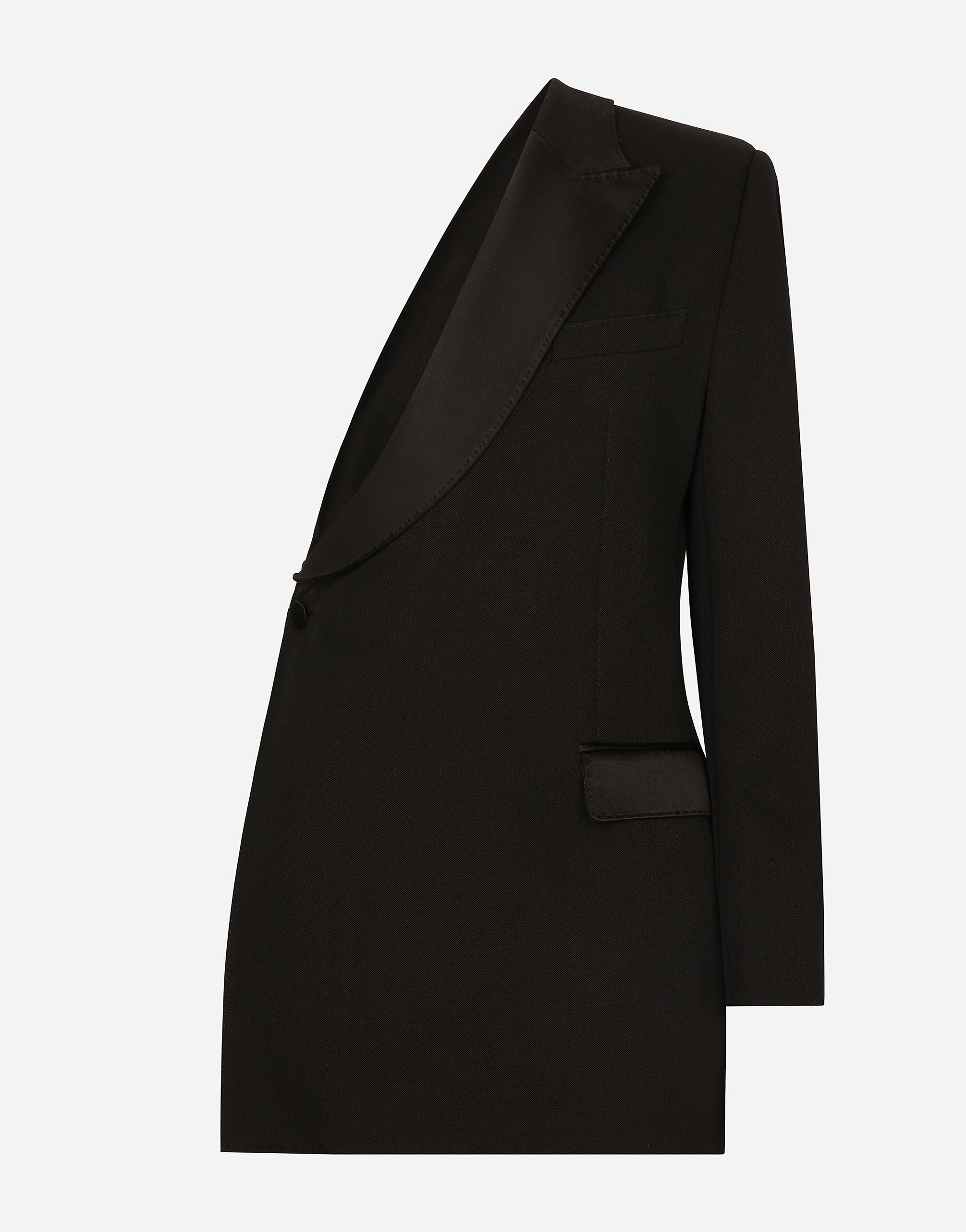 Dolce & Gabbana One-Shoulder-Jacke aus Wollgabardine Drucken F6JGHTHS10S