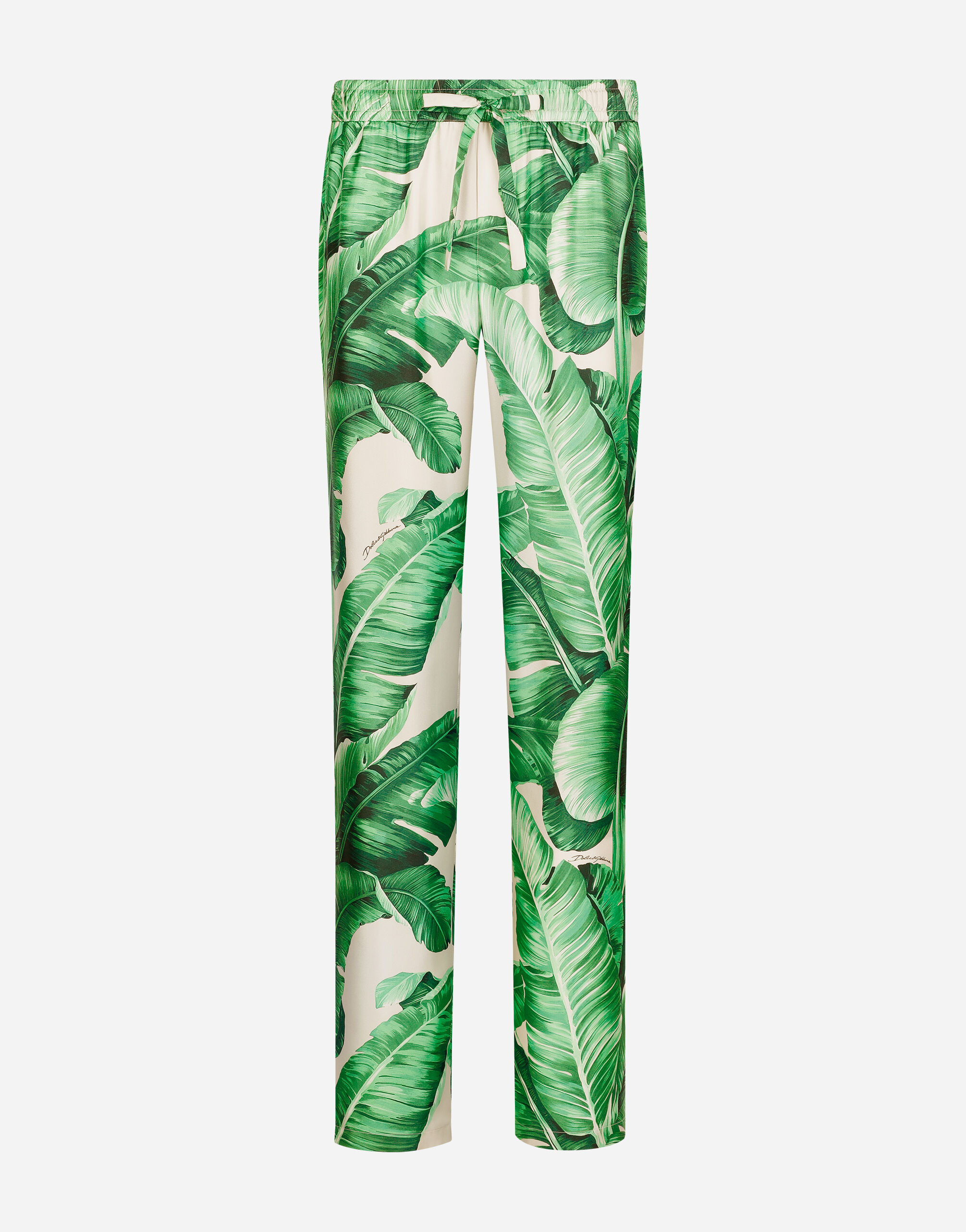 ${brand} Banana-tree-print silk pajama pants ${colorDescription} ${masterID}