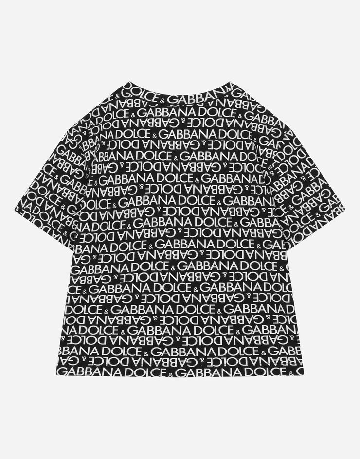 DolceGabbanaSpa Kurzarm-T-Shirt aus Jersey Logomania-Print Mehrfarbig L4JTEVHS7MD