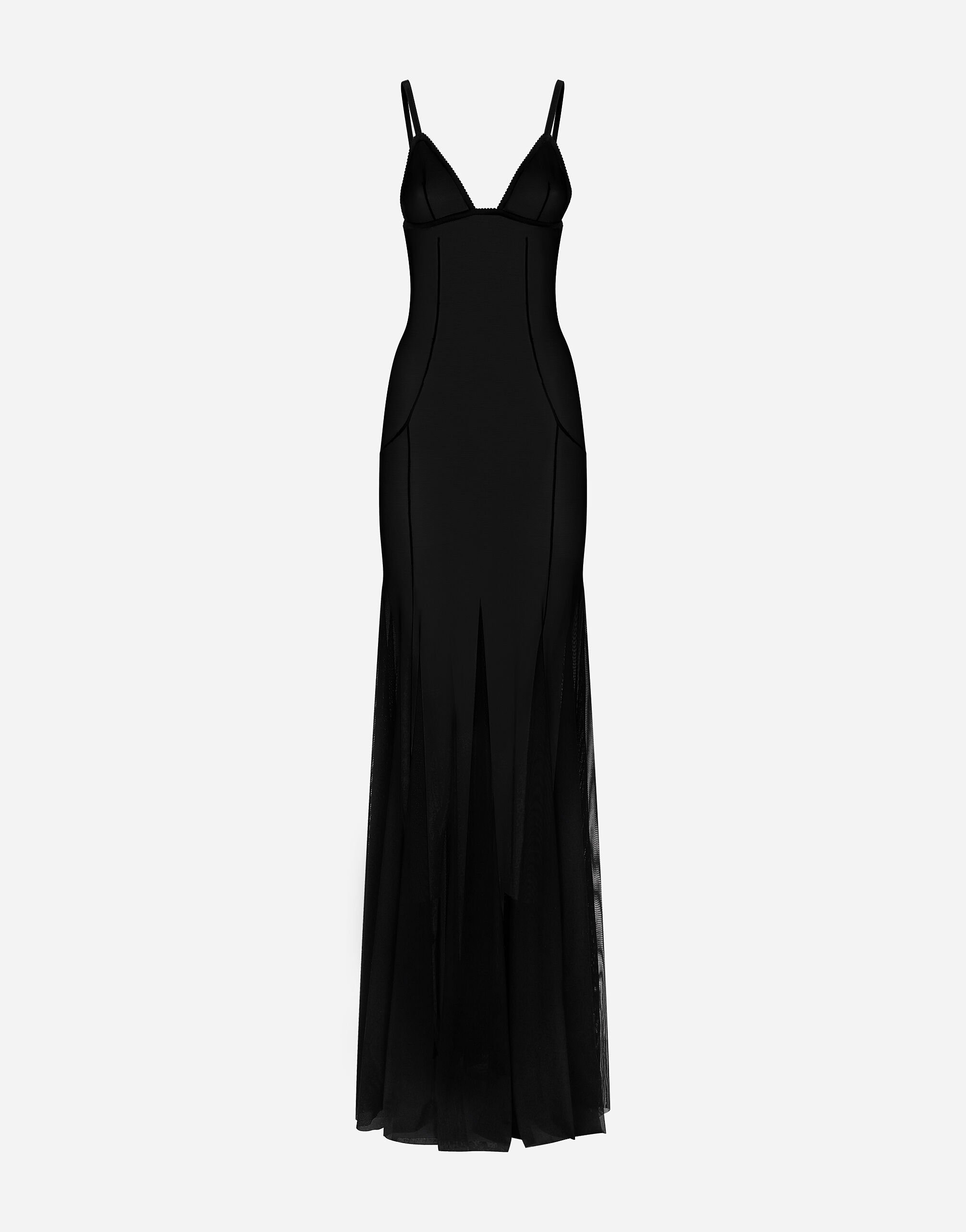 Dolce & Gabbana فستان تول طويل أسود F6DFDTFLSIO