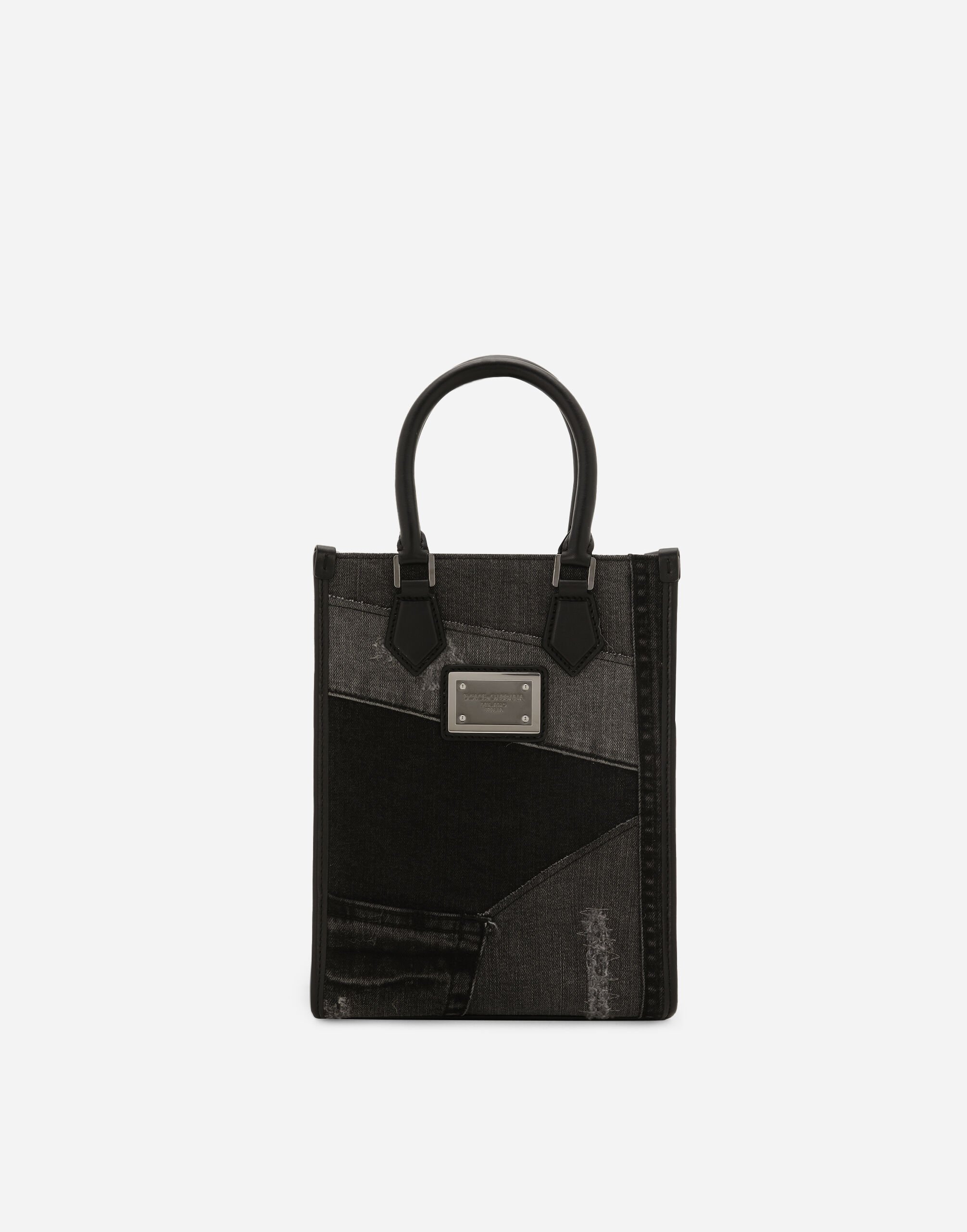 Dolce & Gabbana Small patchwork denim shopper Black A10792A1203