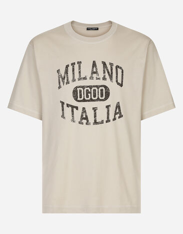 Dolce & Gabbana Camiseta de algodón con logotipo DG estampado Imprima G8RV9TII7CZ