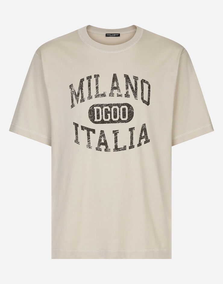 Dolce & Gabbana T-shirt en coton à imprimé logo DG Beige G8PN9TG7NPV