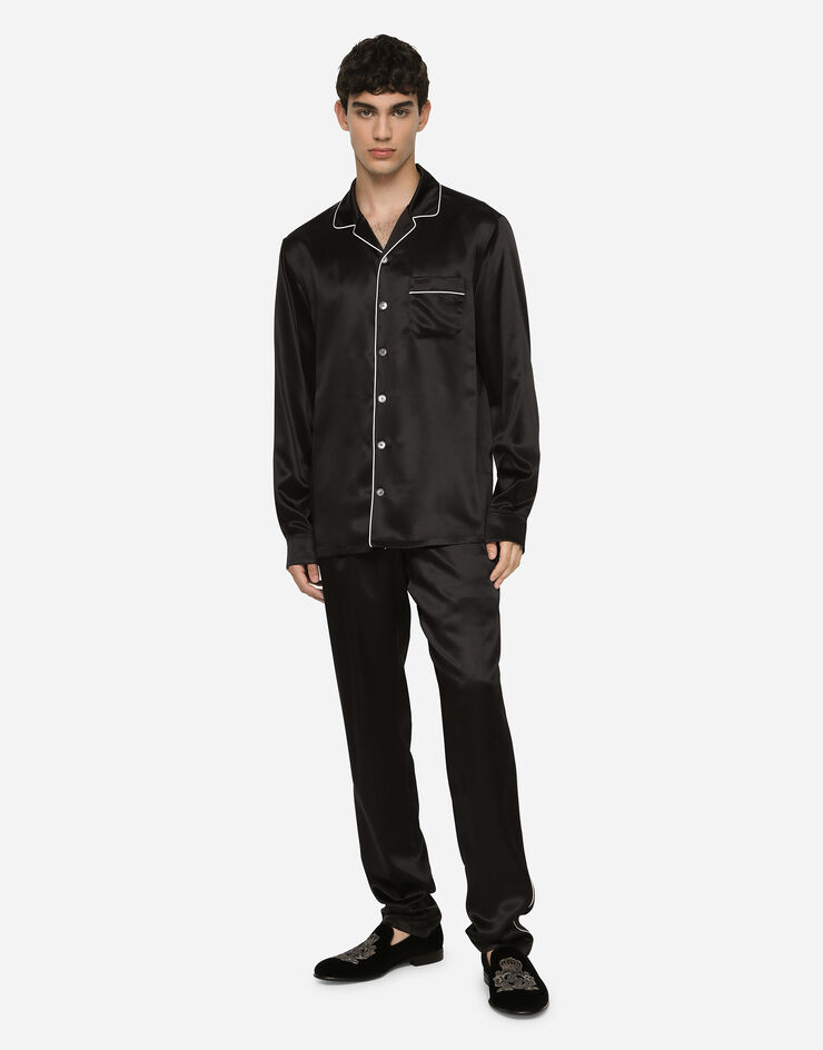 Dolce & Gabbana Silk pajama shirt Black G5EM2TFU1AU