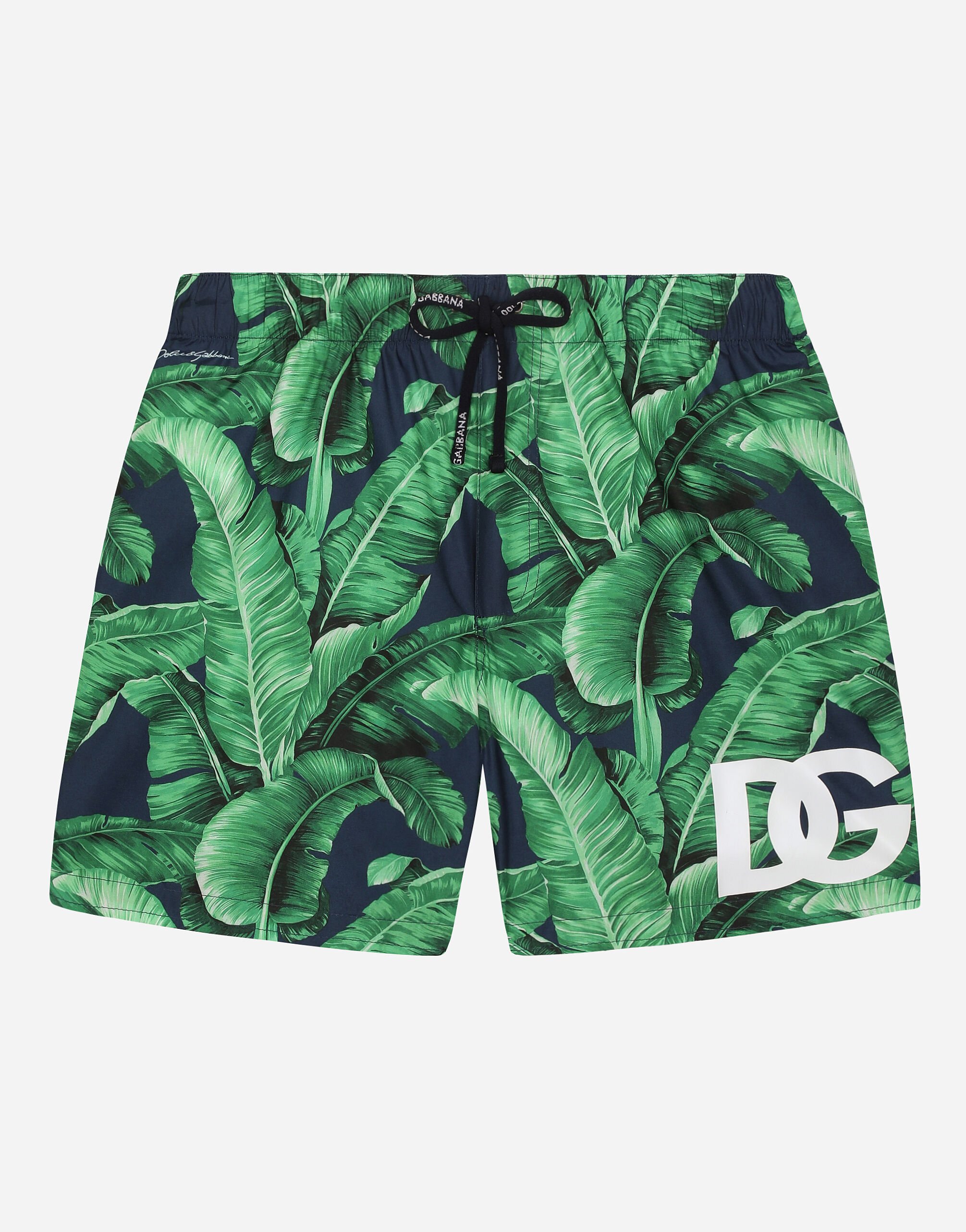 Dolce & Gabbana Nylon swim trunks with banana tree print Print G8PB8THI70H