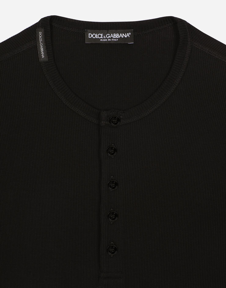 Dolce&Gabbana Serafino 细罗纹棉质 T 恤 黑 G8QZ1TFU7AV