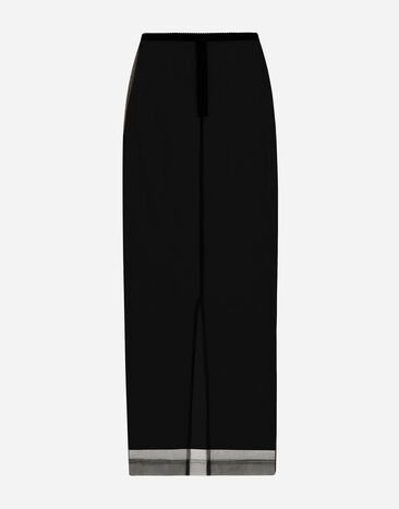 Dolce & Gabbana Tulle pencil skirt with slit Print F4BCVTFPTAW
