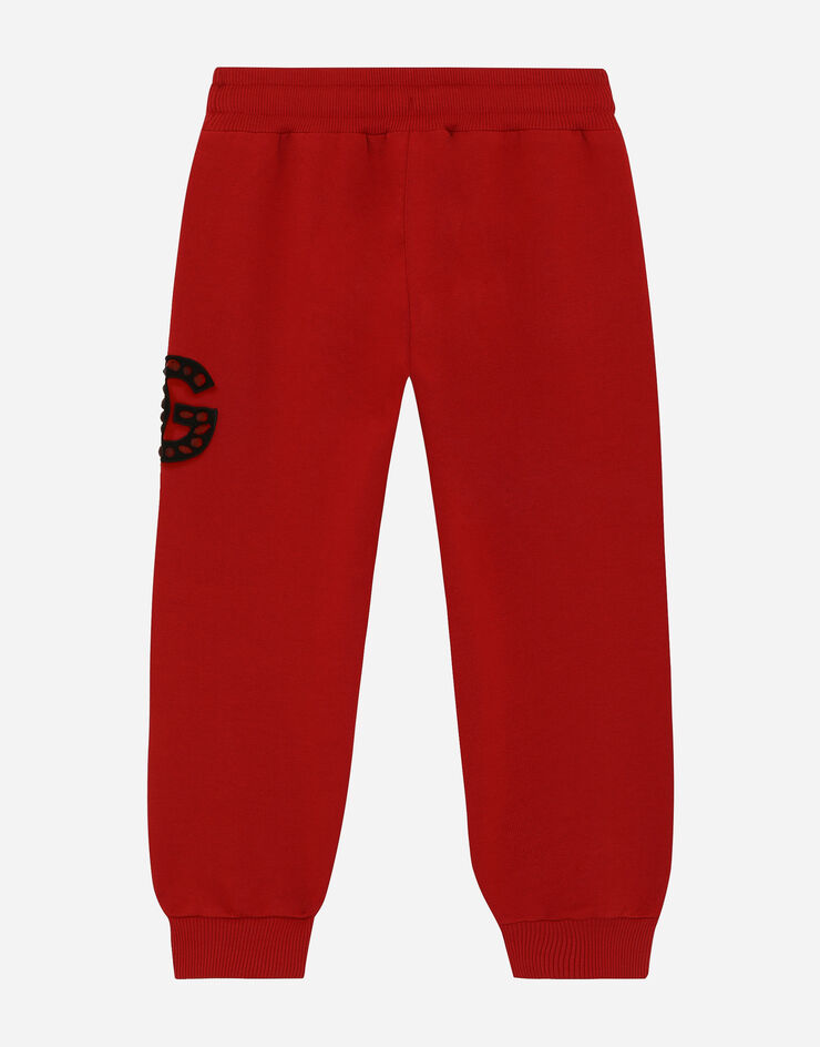 Dolce&Gabbana Jersey jogging pants with logo patch Red L5JPB1G7K5N