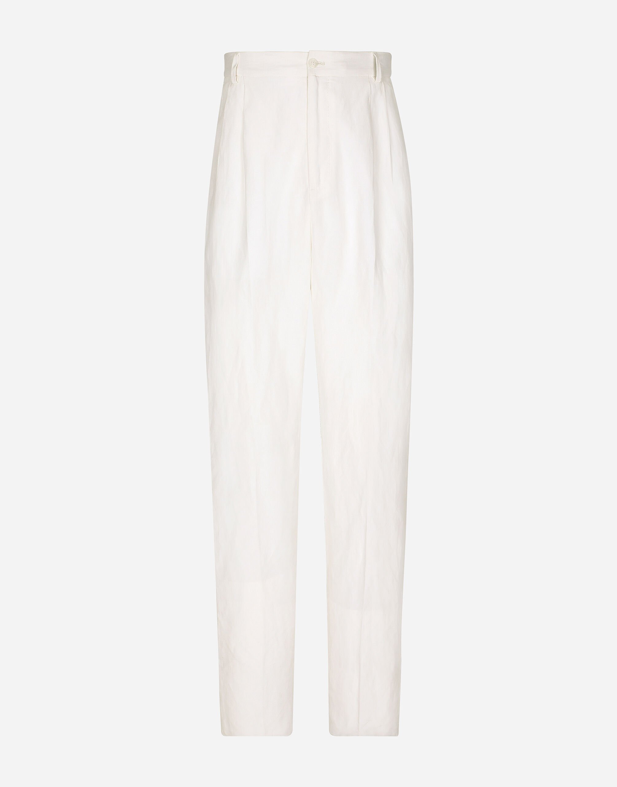 Dolce & Gabbana سروال محبوك من كتان وحرير أبيض VG4444VP287
