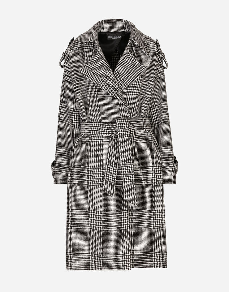 Dolce & Gabbana Houndstooth check wool trench coat Multicolor F0E2DTFQMKH