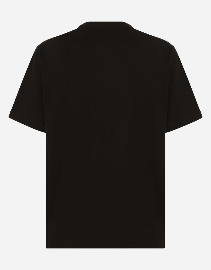 Dolce & Gabbana DG 로고 프린트 코튼 인터로크 티셔츠 블랙 G8PN9TG7J6B