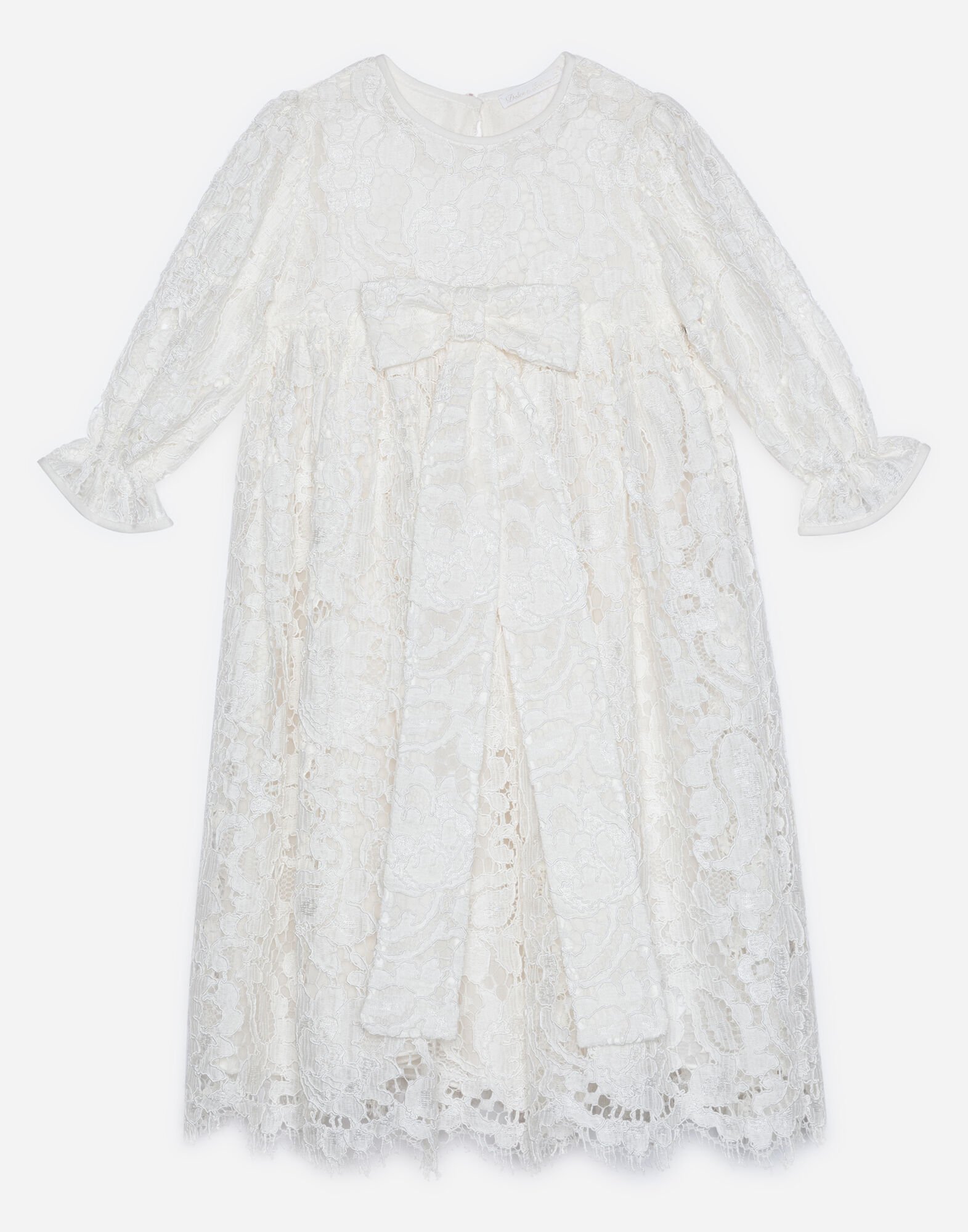 Dolce & Gabbana Long-sleeved galloon lace dress White L23DY1FL5D2