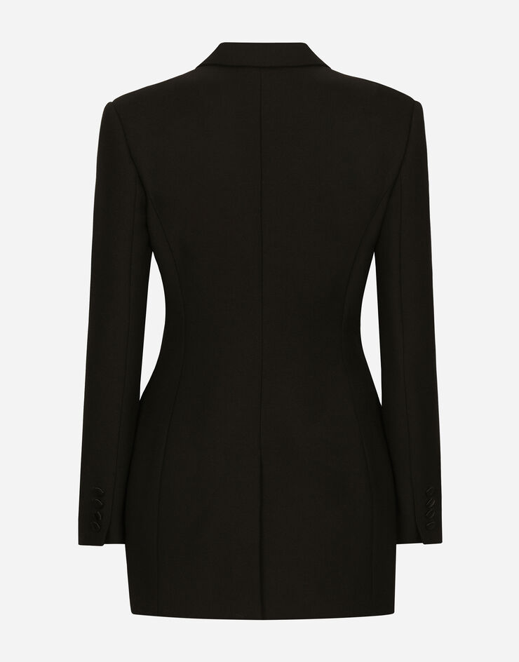 Dolce&Gabbana Long single-breasted wool cady Dolce-fit jacket Black F29XRTHUMTB